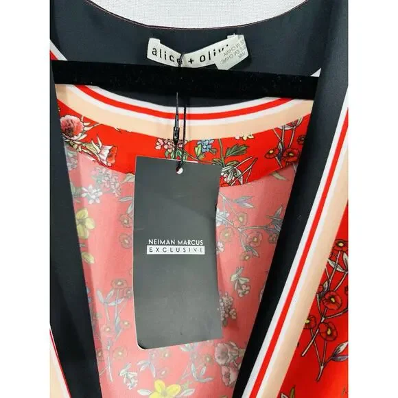 NWT Alice & Olivia Lydia Tie Front Scarf Print Crop Top SzM Versatile Trendy Fun - Picture 6 of 14